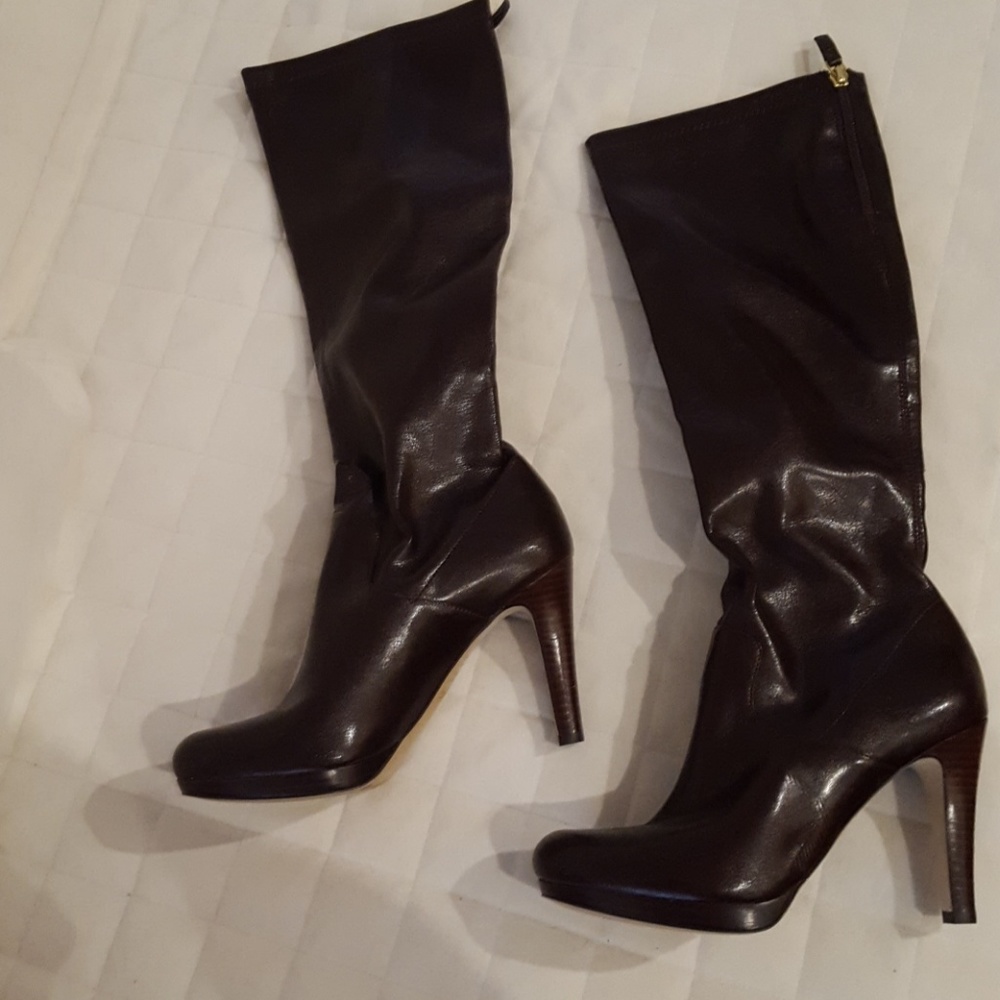 Franco Sarto Dark brown leather boots with heels